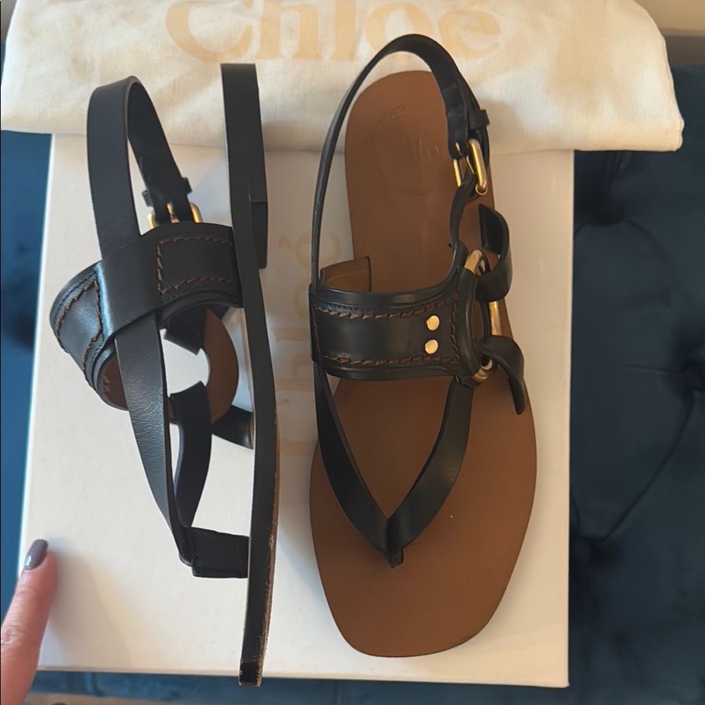 Chloe Black and Brown Sandals - Picture 3 of 5
